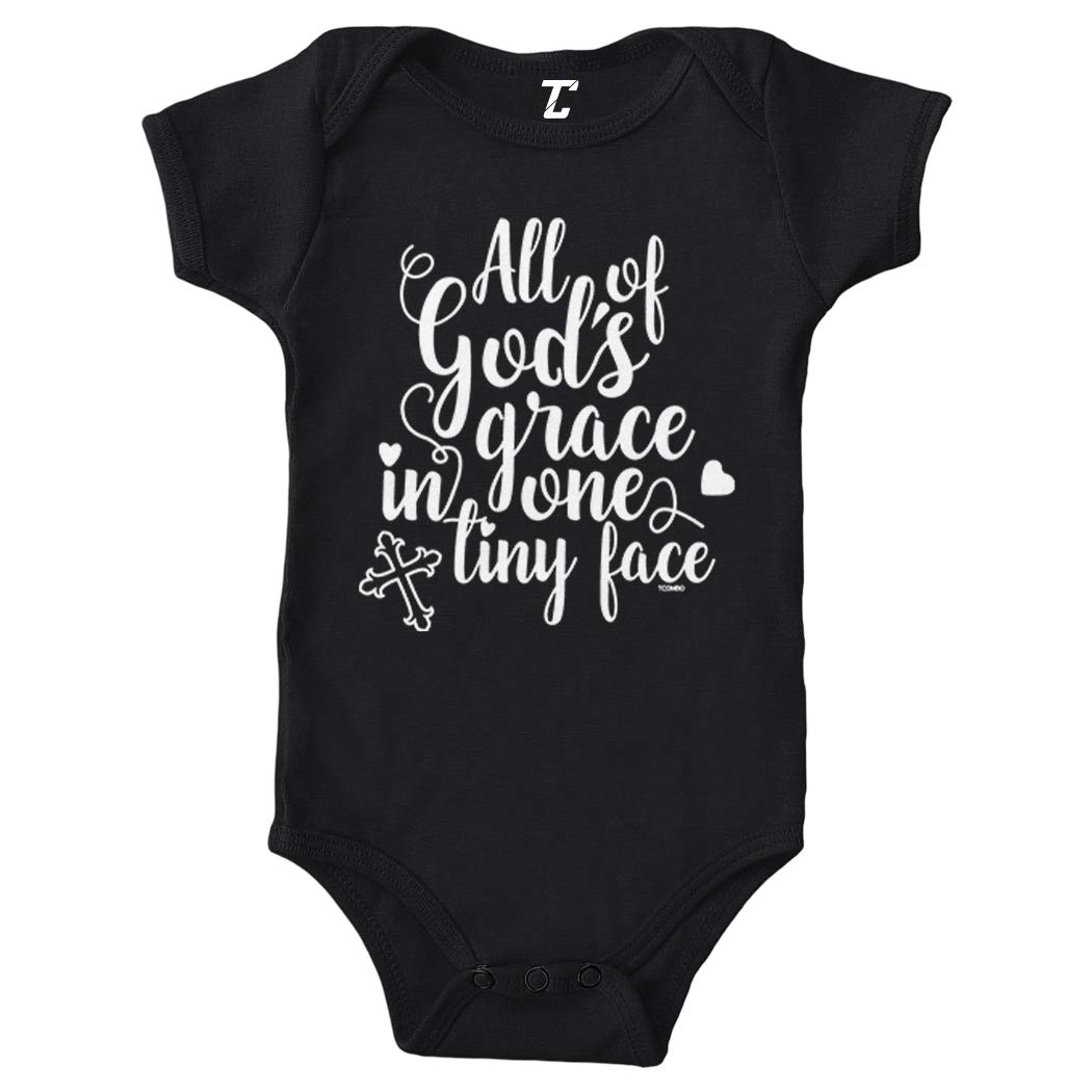 All of God's Grace in One Tiny Face Bodysuit (Black, Newborn)
