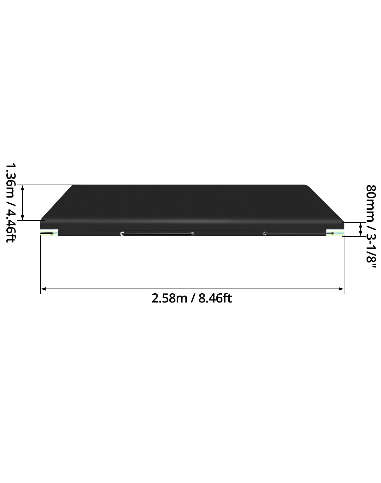 QWORK® Bâche Remorque avec Corde Bâche - 258x135x8CM - Matériau PVC 420D Renforcé - pour Remorques de Voitures de 500KG - 750KG, Noir