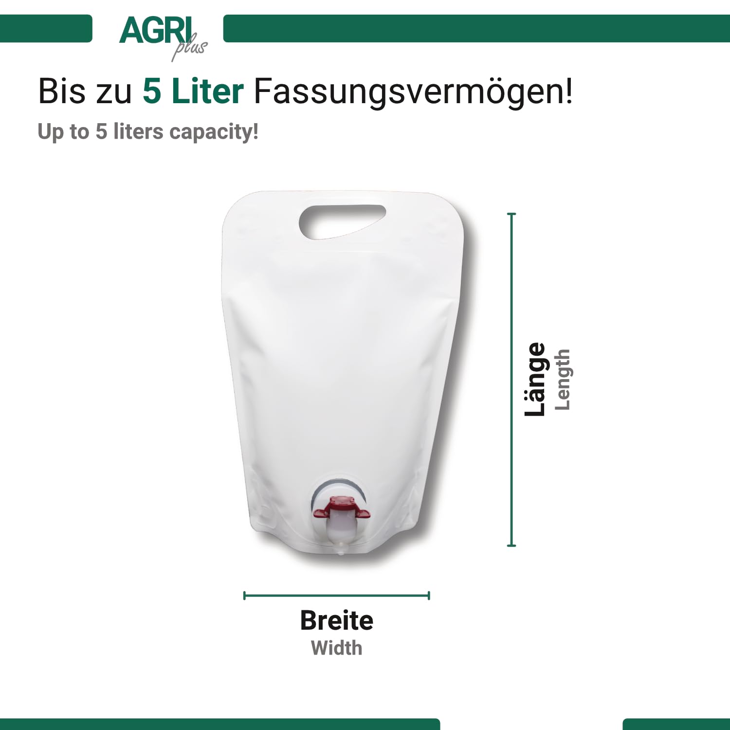 AGRI plus Standbodenbeutel in Weiß I 1 Liter I 10 Stück I Hochwertige Saftbeutel mit Zapfhahn I Faltbarer Camping- & Festival-Trinkbeutel I Bag-in-Box-Beutel für Apfelsaft, Saft & Wein