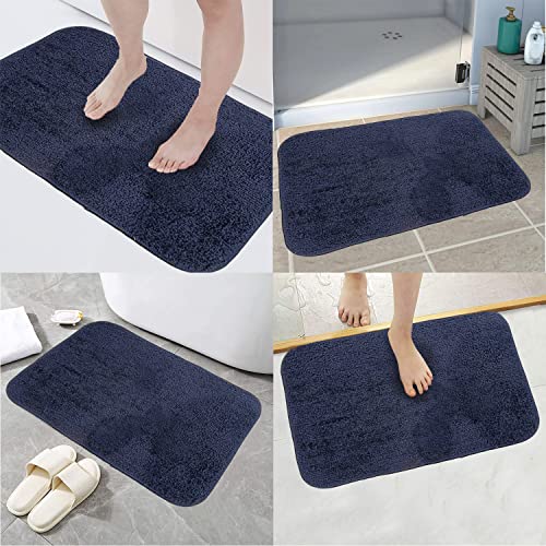 Image of Door Mats for Home | Door Mats for Home Entrance | Door Mat for Bathroom| Soft & Super Absorbent Mats for Shower | Washable, Non-Slip & Quick-Drying Mats (Pack of 2) (Dark Blue)
