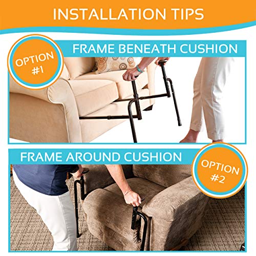 Stander EZ Stand-N-Go, Adjustable Standing Mobility Aid, Chair Assist Grab Bars with Ergonomic Stand Assist Handles, Independent Living Aid