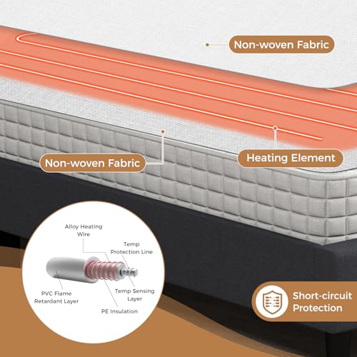 WELLHUT Heated Mattress Pad Twin, Electric Heating Pad, Single Control Bed Warmer with 9 Heat Settings, 9-Hour Selectable Auto Shut-Off, Fast Heating, Soft Extra-Cozy Fabric, Machine Wahsable - Image 6