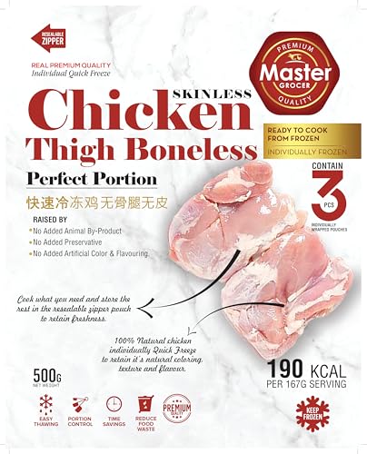 Master Grocer Skinless Pre-Portion 3 Piece Chicken Thighs 500 g- Frozen