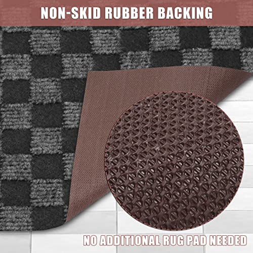 Zgr Runner Rug 2 Ft X 6 Ft Carpet Runners, Indoor/Outdoor Hallway Kitchen Entryway Bedroom Area Rugs With Natural Non-Slip Rubber Backing, Garage Mat, Checkered Black, Custom #TOP2