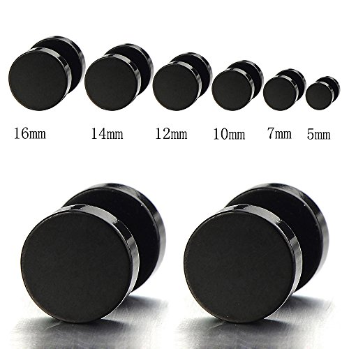 Screw Stud Earrings Men, Stainless Steel Cheater Fake Ear Plugs Gauges Illusion Tunnel2