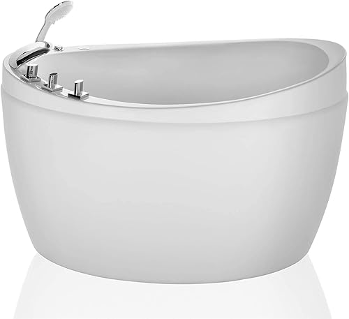 Empava Bañera independiente de hidroterapia de burbujas Mirco de hidroterapia ovalada japonesa de 59 pulgadas color blanco