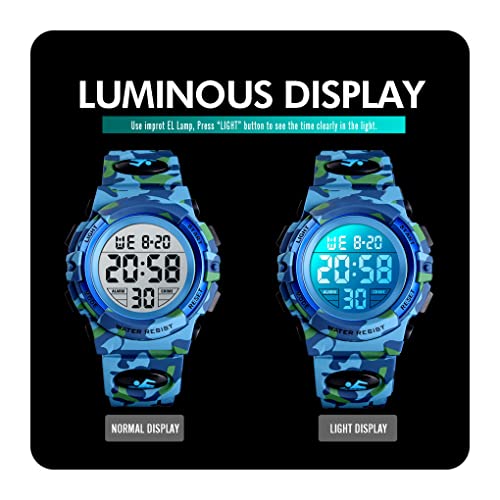 dayllon kids digital watch boys outdoor sports 50m waterproof girls watches alarm clock 1224 h stopwatch calendar for ages 3-15 boy girl wristwatch kids gift