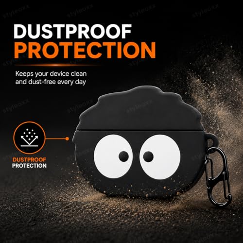 Image of Anvique Silicone Case Cover for Oneplus Nord Buds 4 Pro, Scratch Resistance, Shock Absorption, with Premium Carabiner (Briquette Cartoon S)