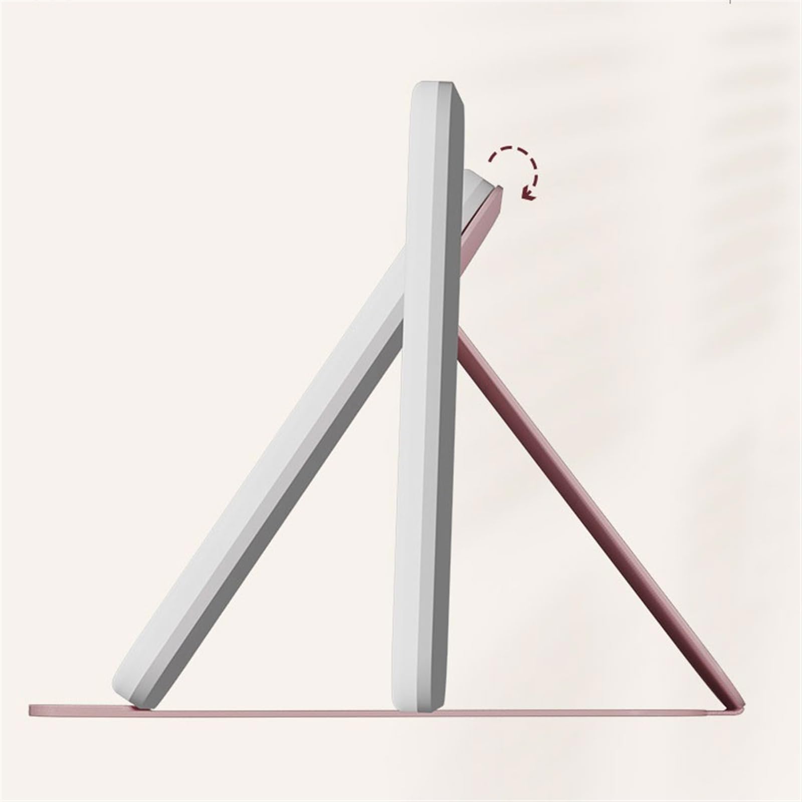 Espejo de Maquillaje Espejo cosmético LED Plegable de Escritorio con Espejo Recarga luz para Uso doméstico(Blanco)