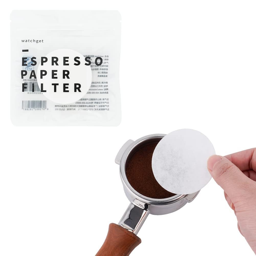 watchget 58mm Espresso Paper Filters - 100 Pcs Disposable Unbleached Coffee Filter Papers for Espresso Machines Puck Screen