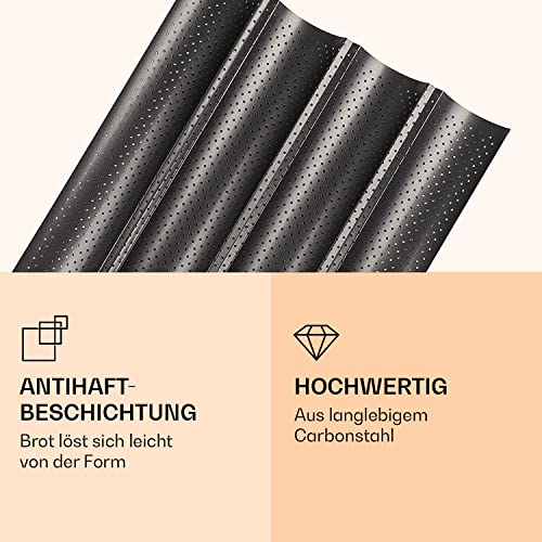 Baguette-Backblech Feelino aus Carbonstahl, 4er Backform