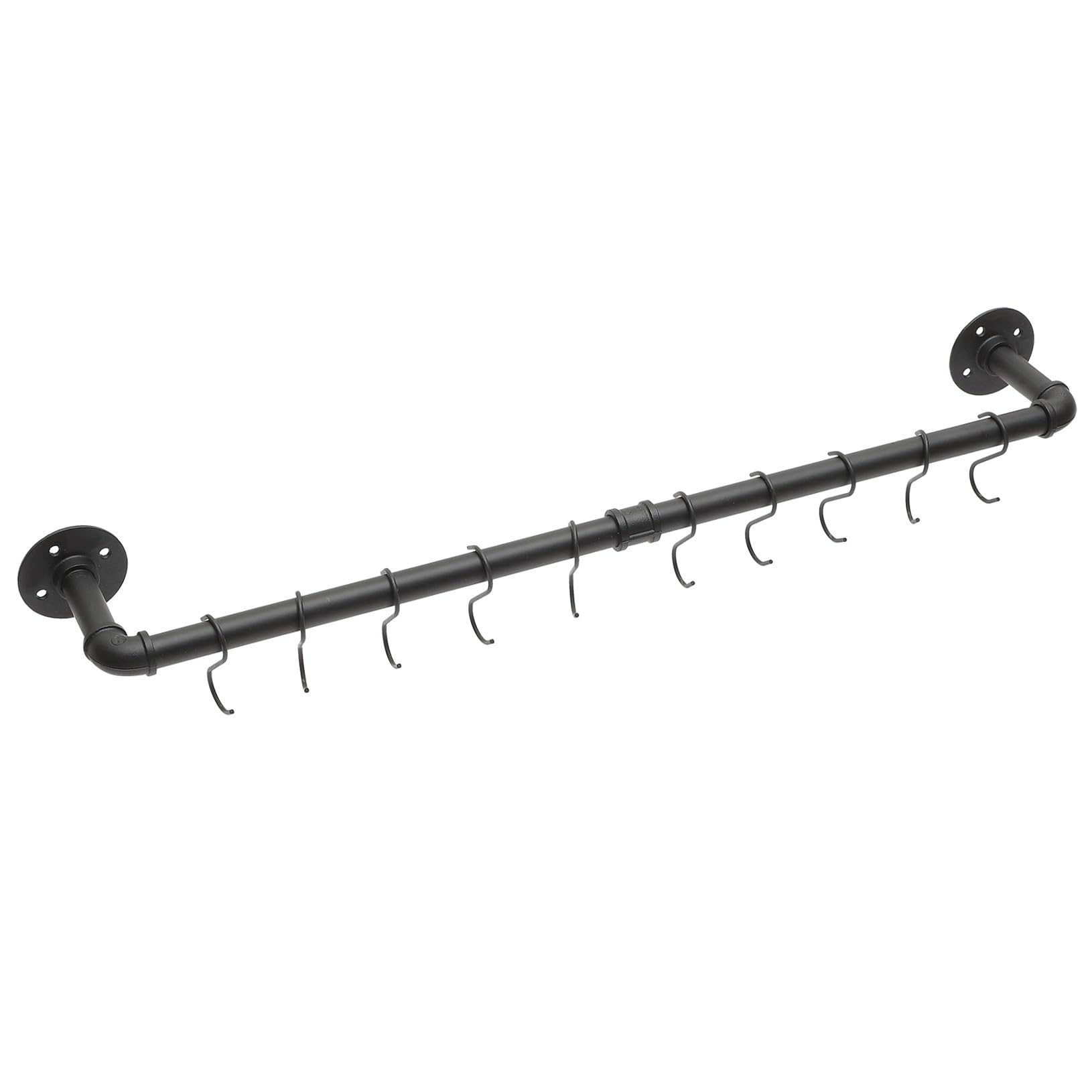 Support Suspendu Mural pour Casseroles et Poêles en Fer Noir, Étagère Murale Industrielle avec Crochets, Design Unique Cuisine la Maison