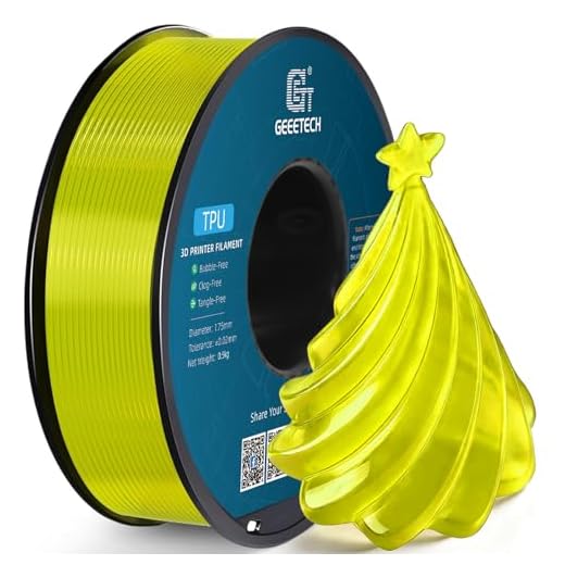 Geeetech TPU Filament 1.75mm, Shore 95A Flexible 3D Printer Filament with High Elasticity, 1KG (2.2lbs) Spool, Dimensional Accuracy ±0.03mm, Fits Most FDM Printers (Cleal Yellow)