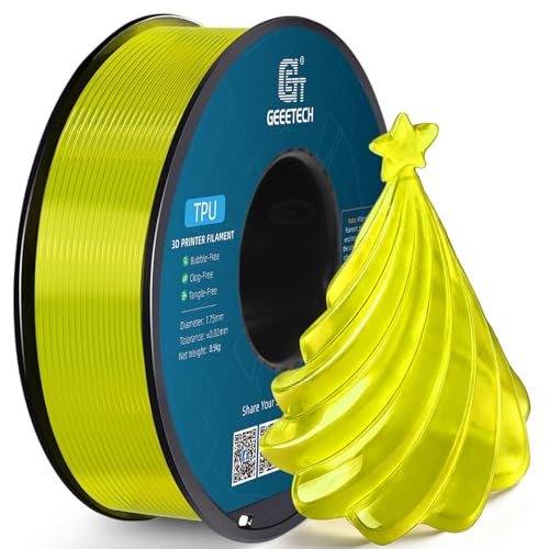 Image of Geeetech TPU Filament 1.75mm, Shore 95A Flexible 3D Printer Filament with High Elasticity, 1KG (2.2lbs) Spool, Dimensional Accuracy ±0.03mm, Fits Most FDM Printers (Cleal Yellow)