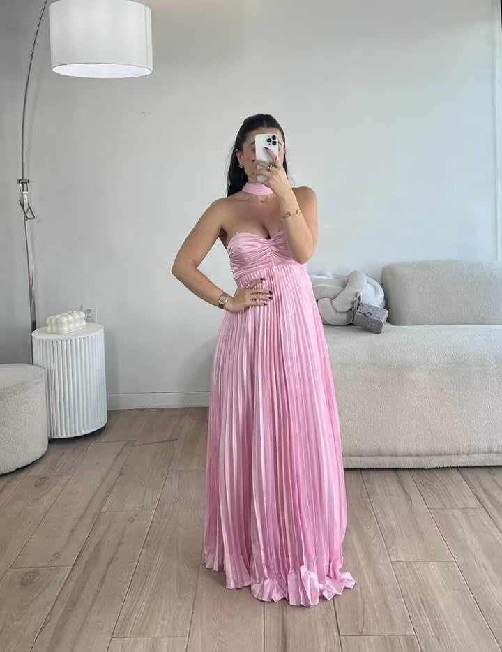 YOFF Strapless Bridesmaid Dresses with Scarf Pleated Satin Long A-line Maxi Formal Prom Evening Gowns YO2553