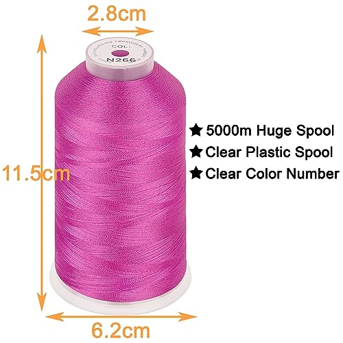 Image of New brothread - Single Huge Spool 5000M Each Polyester Embroidery Machine Thread 40WT for Commercial and Domestic Machines - Floral Pink (Janome Color)