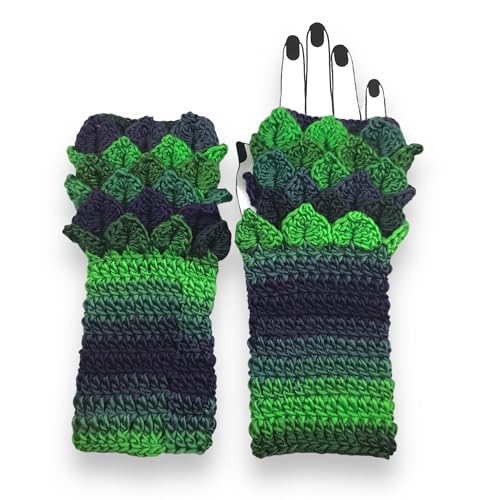 Crochet Dragon Scales Fingerless Gloves/Ready to...