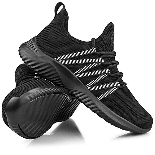 Image of Feethit Womens Slip On Running Shoes Non Slip Walking Shoes Lightweight Gym Workout Shoes Breathable Fashion Sneakers Black Size 7