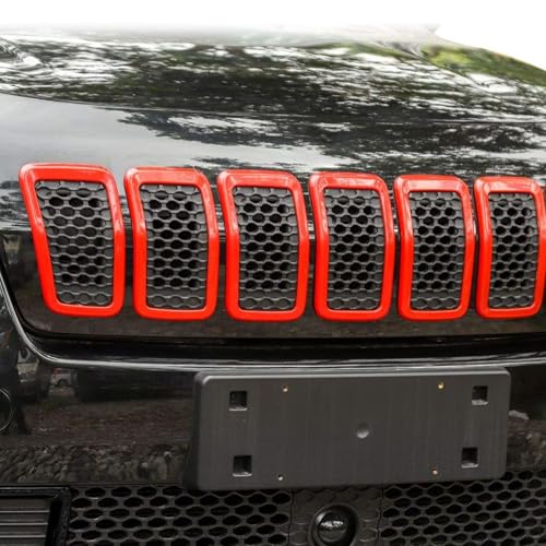 Image of JeCar for Jeep Cherokee Grill Inserts, Front Grille Inserts for 2019-2025 Jeep Cherokee (Red)