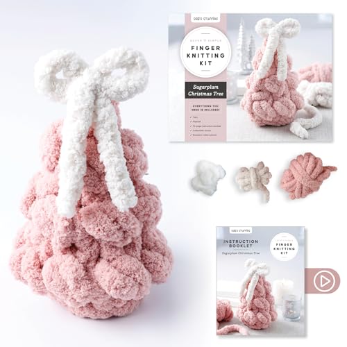 Super Simple Finger Knitting Kit Sugarplum Christmas Tree: Everything You Need Is Included: Chunky Yarn, Fiberfill, Instruction Booklet, Exclusive ... and Collectible Sticker; Beginner Friendly! image 4