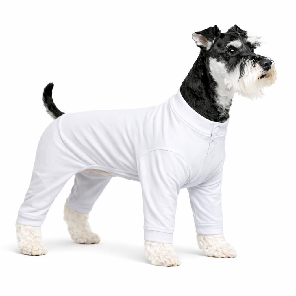 Lovelonglong Four Feet Dog Lightweight Pajamas, Pure Cotton Dog Jumpsuits 4 Legs Dog Onesies T-Shirt Stylish PJS Puppy Costume for Large Medium Small Dogs White M
