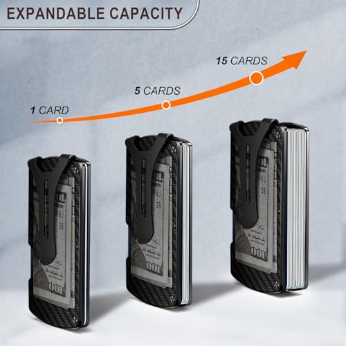 Slim Wallet,Men Wallet Money Clip Aluminum Card Holder Expandable for 12 Cards RFID Blocking2
