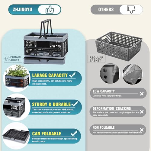 Image of 20 L Collapsible Shopping Basket, plastic basket, Basket with Handle, M (Black)