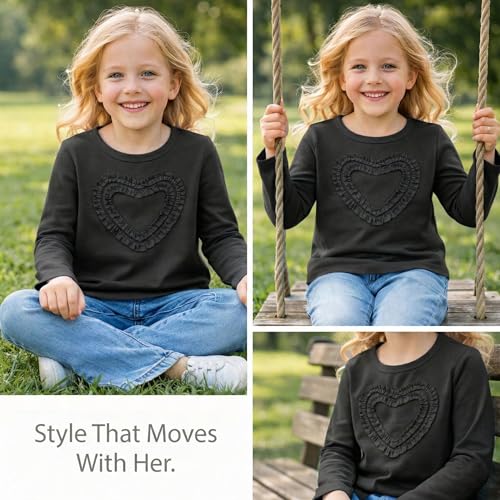 Image of Girls' Heart-Shaped Long Sleeve T-Shirt