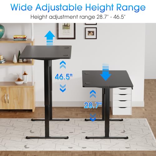 Image of PayLessHere 48 Inch Electric Standing Desk Sit Stand up Desk Home Office Desk with Large Space Headphone Holder 2 Memory Function for Home,Office,Meeting Room (Black)