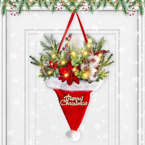 Türkranz Weihnachten Beleuchtet, Weihnachtskranz Haustür mit...