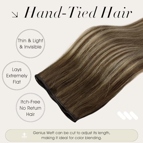 Image of Full Shine Hand Tied Weft Hair Extensions Human Hair 20 Inch 60g
