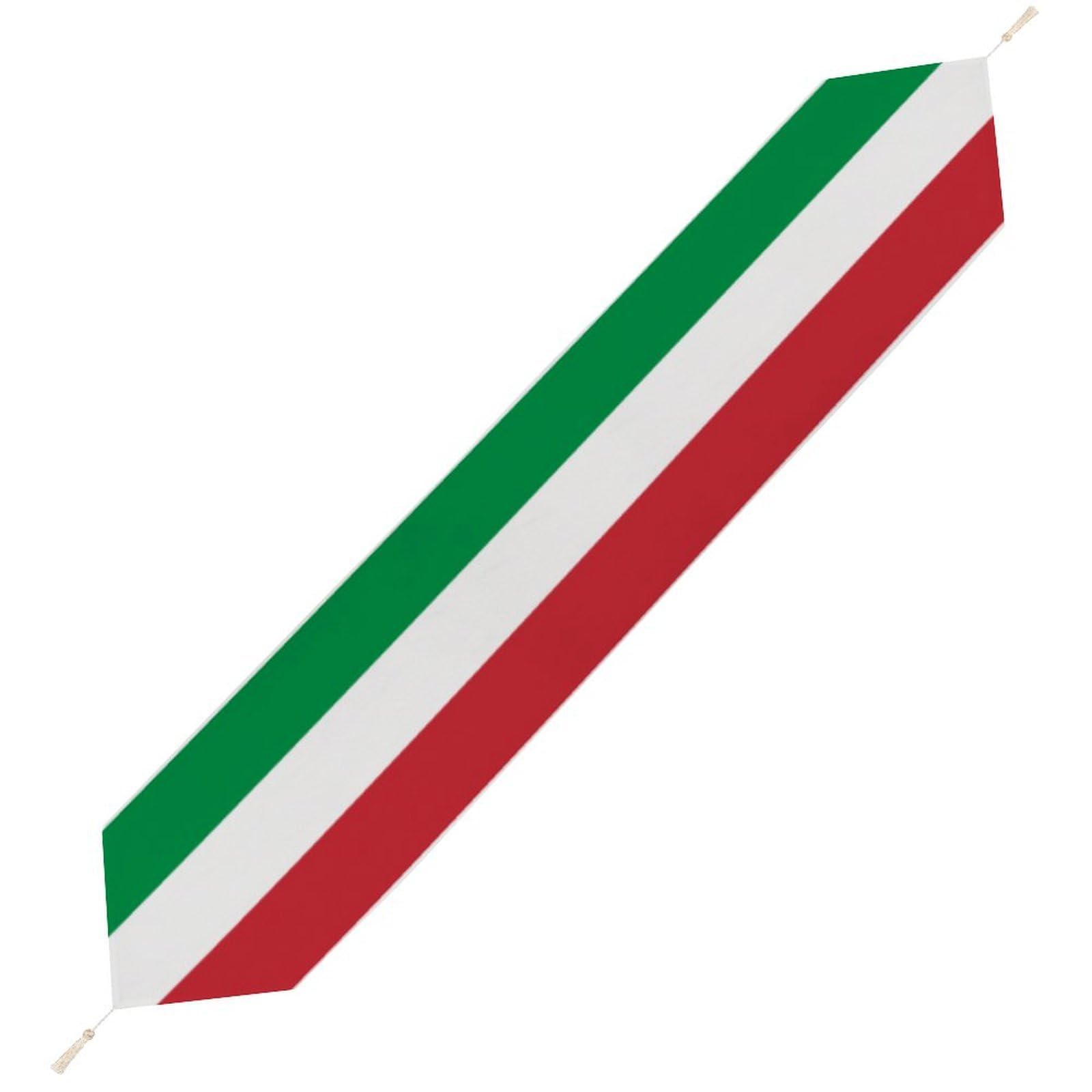 JZemdybill 178*33cm Table Runner with Tassel, Italy Flag Table Runner, Table Decoration for Kitchen, Party, Restaurant