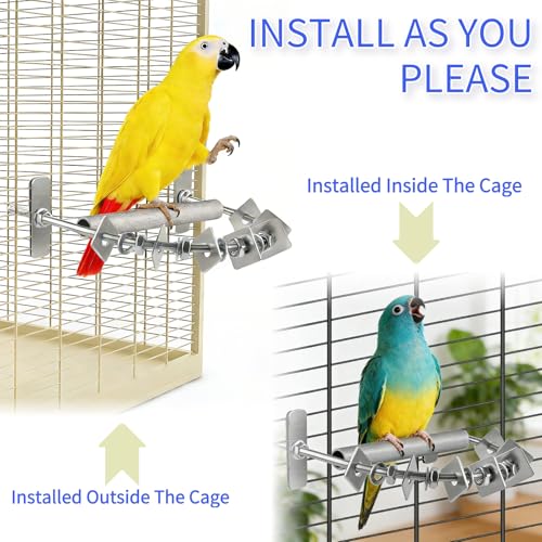 Image of 8.3 * 7.3In Parrot Chewing Toy, Long-Lasting Stainless Steel Bird Perch with Durable Chew Parts for Large Birds, Cockatiels, Macaws, African Greys, for Cage Use