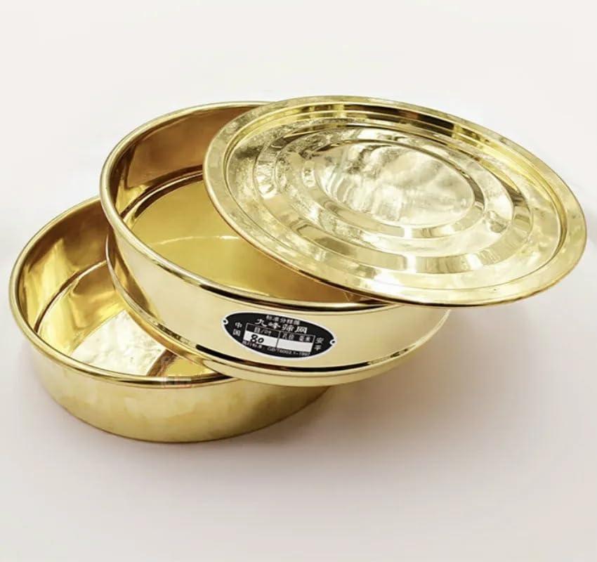 Cover and Tray for Test Sieve Diam. 20 cm Copper Lid and Bottom for Laboratory Sampling Inspection Pharmacopeia Sieve