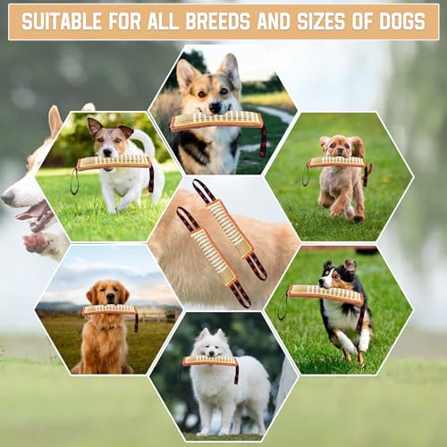 YBCCBY 2 Stück Beisswurst Hunde Beißkissen Jute Zerrspielzeug Hund Wurfspielzeug mit 2 Griff Hundetraining Zubehör Unzerstörbar Hundespielzeug Kauspielzeug 30cm Länge Hundebeschäftigung für Zuhause