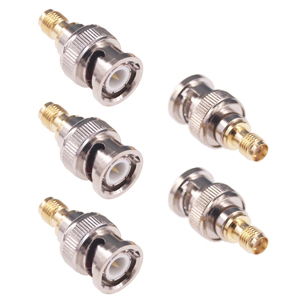 RFaha 5pcs BNC Male to SMA Female RF Coax Adapter BNC to SMA Coaxial Connector Adapter(F22-5)