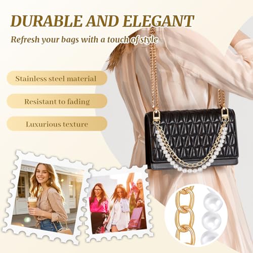 Purse Chain Pearl,Bag Purse Charms Chain for Handbags,Gold Purse Extender Chain with Pearl Purse,Purse Accessories Charms for Bags (1 Pcs) - Image 4