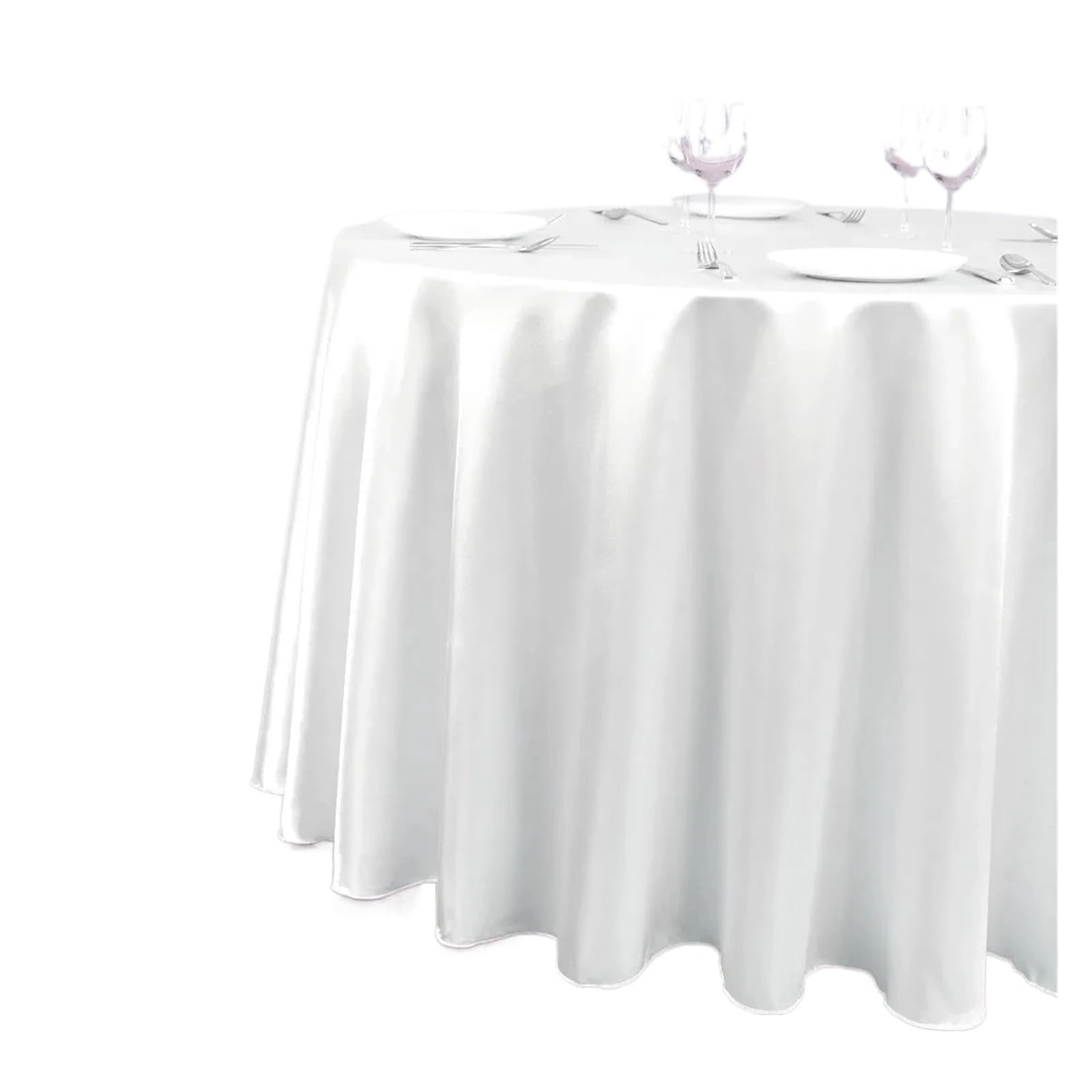 LuMOUzhou Reusable Rectangle Satin Tablecloth Round Satin Tablecloth Multicolor 145CM(Wit)