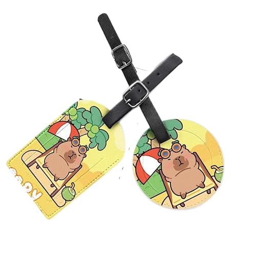 カピバラ 荷物タグ ネームタグ ラゲージタグ ラゲッジタグ 荷物ラベル バッグタグ スーツケースタグ ネームラベル スーツケース バッグ用 名刺ホルダー 出張用タグ ラベルカード 旅行用品 出張