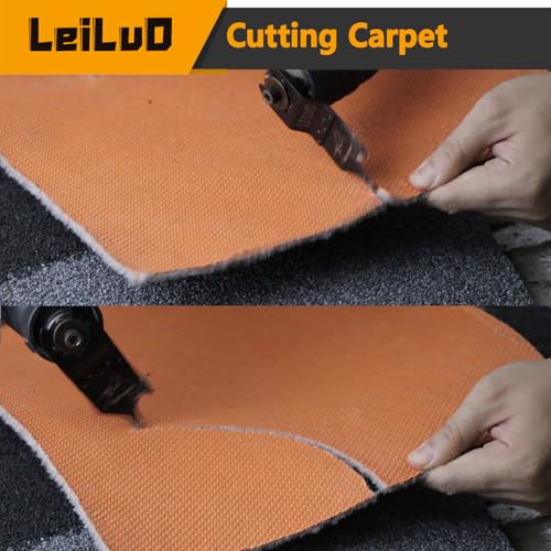 LEILUO 4 Pcs Oscillating Multi tool Hook Knife Blade for Carpet Roof Shingles Soft Materials Universal Oscillating Tool Accessory with Storage Bag Compatible with DeWalt Dremel Milwaukee and More