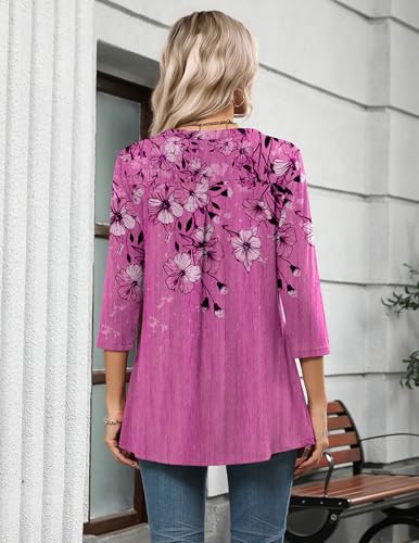 Image of Zeagoo Womens 3 /4 Length Sleeve Tops V Neck Tunic Dressy Casual Blouse