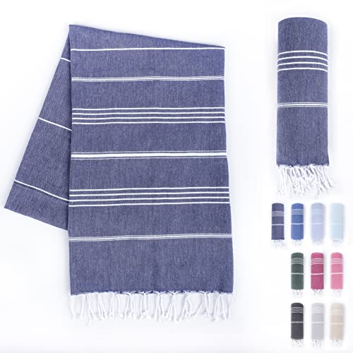 LAYNENBURG telo mare premium con frange annodate a mano - 100% cotone Telo fouta hammam XXL 100x200...