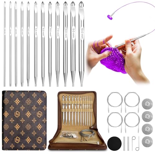 Tunisian Crochet Hooks Set-12 Hooks(3mm-10mm)...