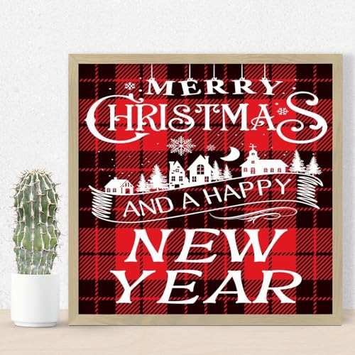 Tableau mural de Noël en bois chic cadre primitive de 30 cm - 2