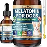 Liquid Melatonin for Dogs, Dog Melatonin with L-Theanine for Small Medium Large Dog Sleep Aid, Stress & Anxiety Relief, Calm Aid for Dogs Puppies, Support Relaxation & Deep Sleep, 60ml