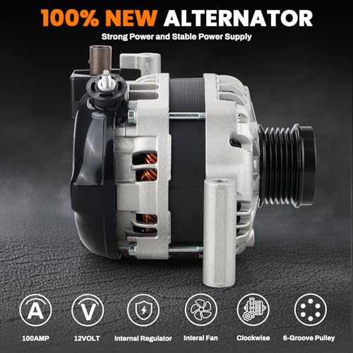 Image of 100A High Output Alternator Compatible with Toyota Camry 2018-2023 2.5L, Corolla 2018-2022 2.0L, RAV4 2019-2022 2.5L, Avalon 2021 2.5L, 12V Replace#104211-4160, 104211-4170, 27060-25010