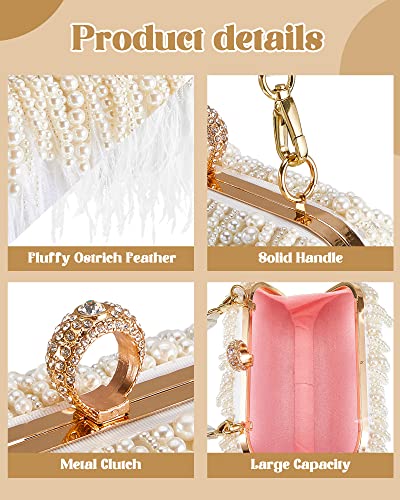 Image of Tessco for you Ostrich Feather Purse for Women | Sewn with Natural Ostrich Feather,Exquisite for Small Items, Fit for All Kinds of Grand Parties, A Ideal Gift for Partners