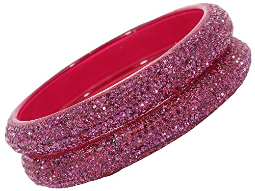 Image of NMII Glass with Zircon Gemstone and Glitter Kada Set For Women and Girls