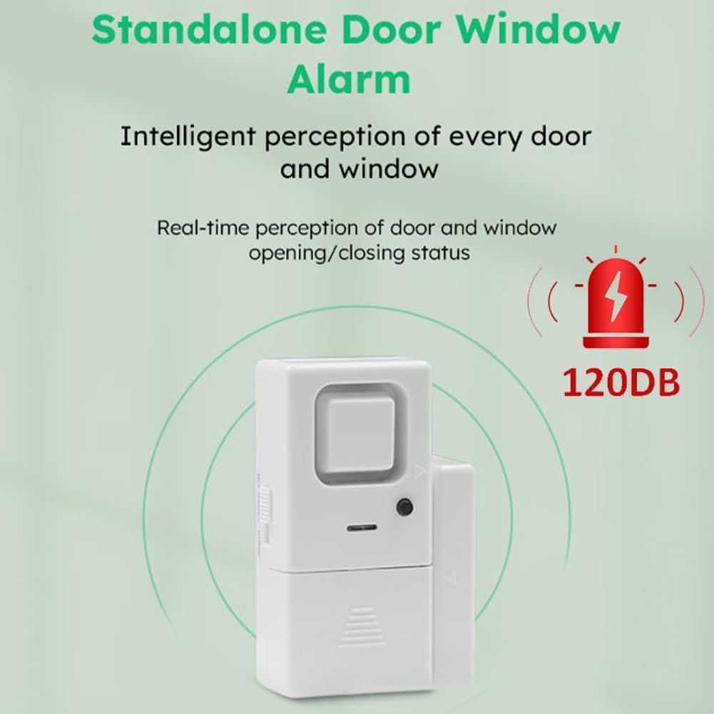 Alarmas de Puerta y Ventana, Volumen Ajustable, Timbre/Alarma, Sensor de Alarma de Puerta y Ventana para Seguridad del Hogar, Seguridad para Niños, Paquete de 4