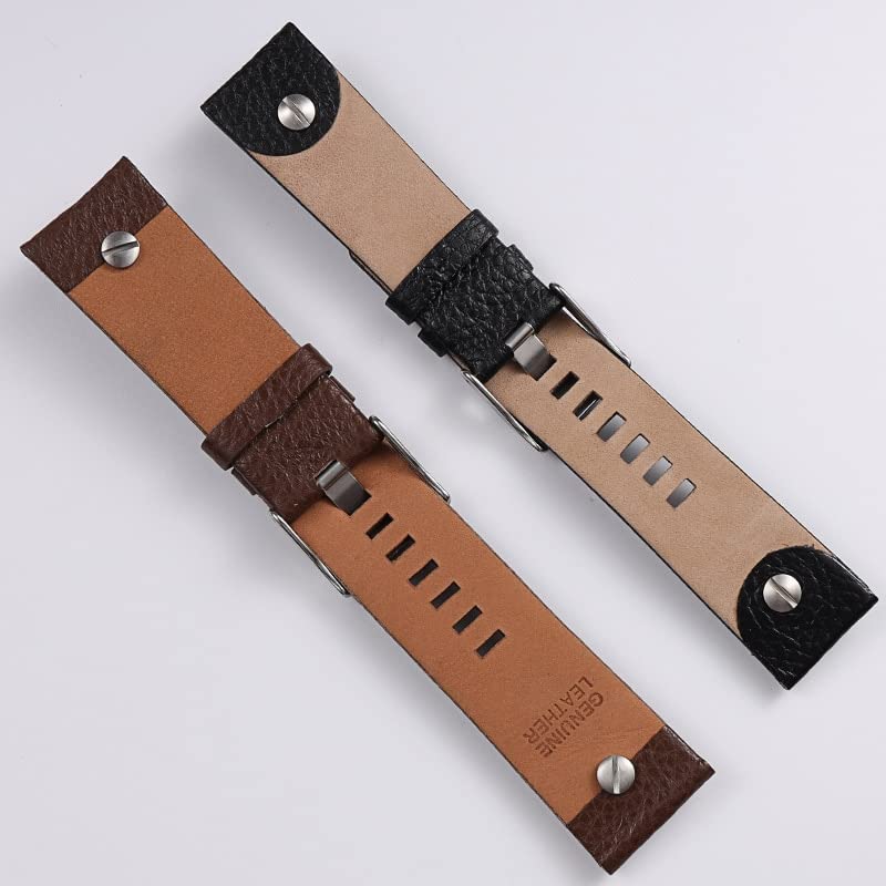Bracelet montre cuir véritable 22mm marron pour un look urbain chic